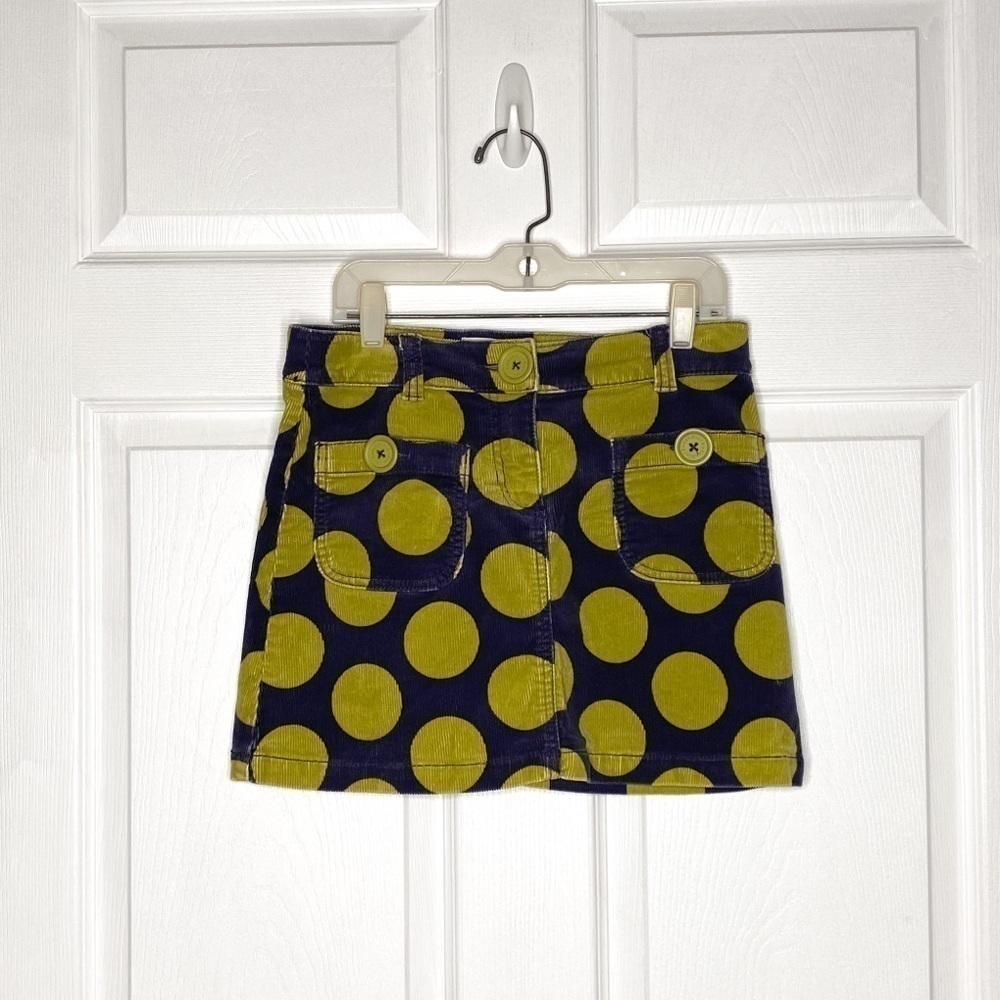 MINI Boden Skirt Corduroy Polka Dot Girls Blue Green